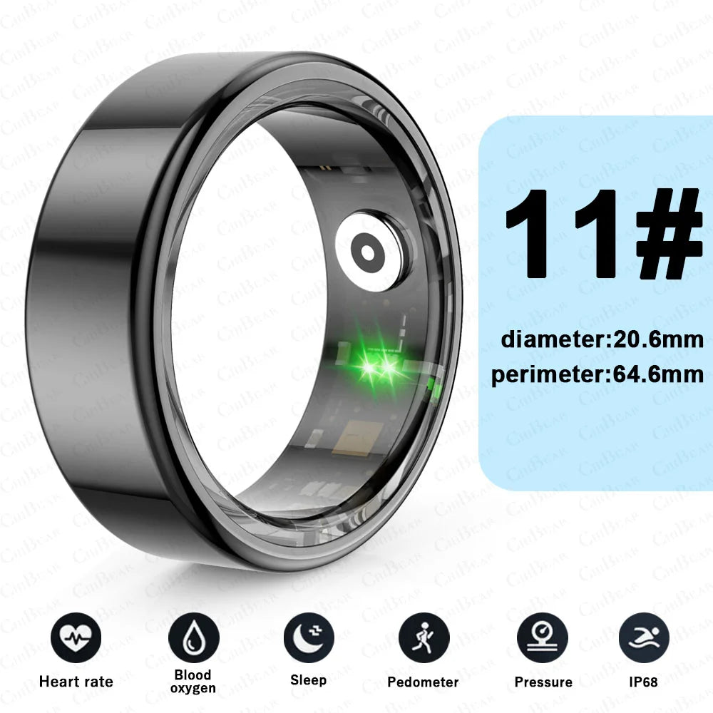 For HUAWEI XIAOMI SAMSUNG Smart Ring Men Titanium Steel Shell Health Monitoring 3ATM Waterproof 100+ Sport Modes Smartring Women