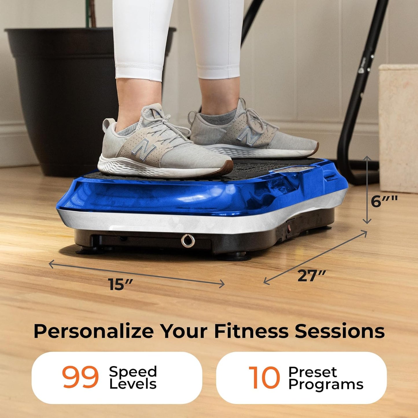 Vibration Plate Exercise Machine Silver- Whole Body Workout Vibration Fitness Platform W/ Loop Bands - Home Training Equipment - Remote, Balance Straps, Videos & Manual