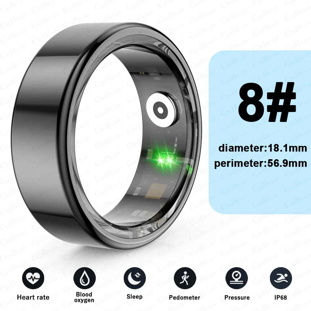 For HUAWEI XIAOMI SAMSUNG Smart Ring Men Titanium Steel Shell Health Monitoring 3ATM Waterproof 100+ Sport Modes Smartring Women