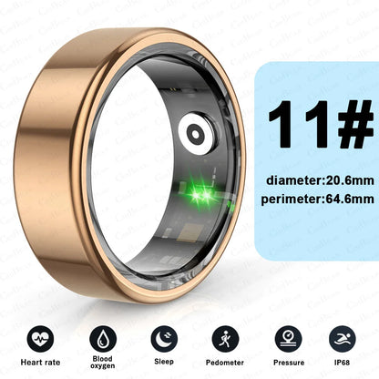 For HUAWEI XIAOMI SAMSUNG Smart Ring Men Titanium Steel Shell Health Monitoring 3ATM Waterproof 100+ Sport Modes Smartring Women